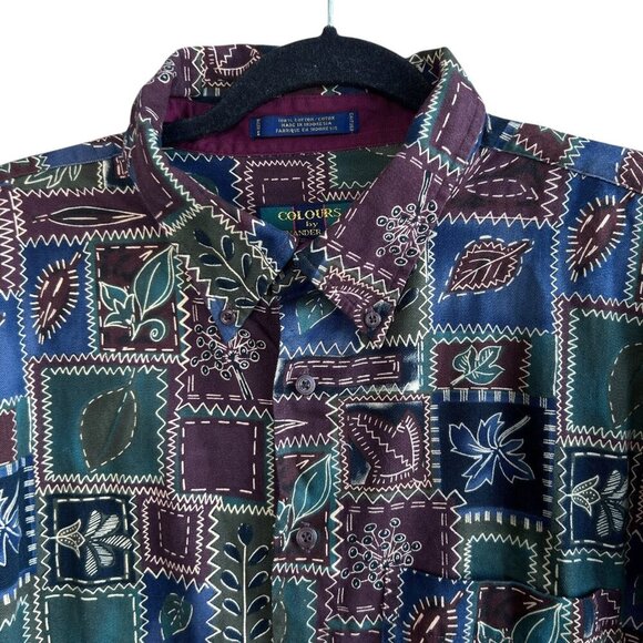Colours by Alexander Julian Vintage Floral Patchwork Button Front Shirt Size 2XL - Picture 1 of 10